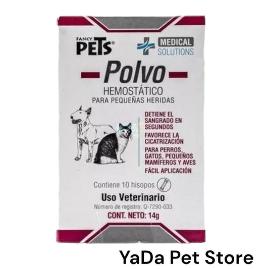 Polvo hemostático para heridas de perro