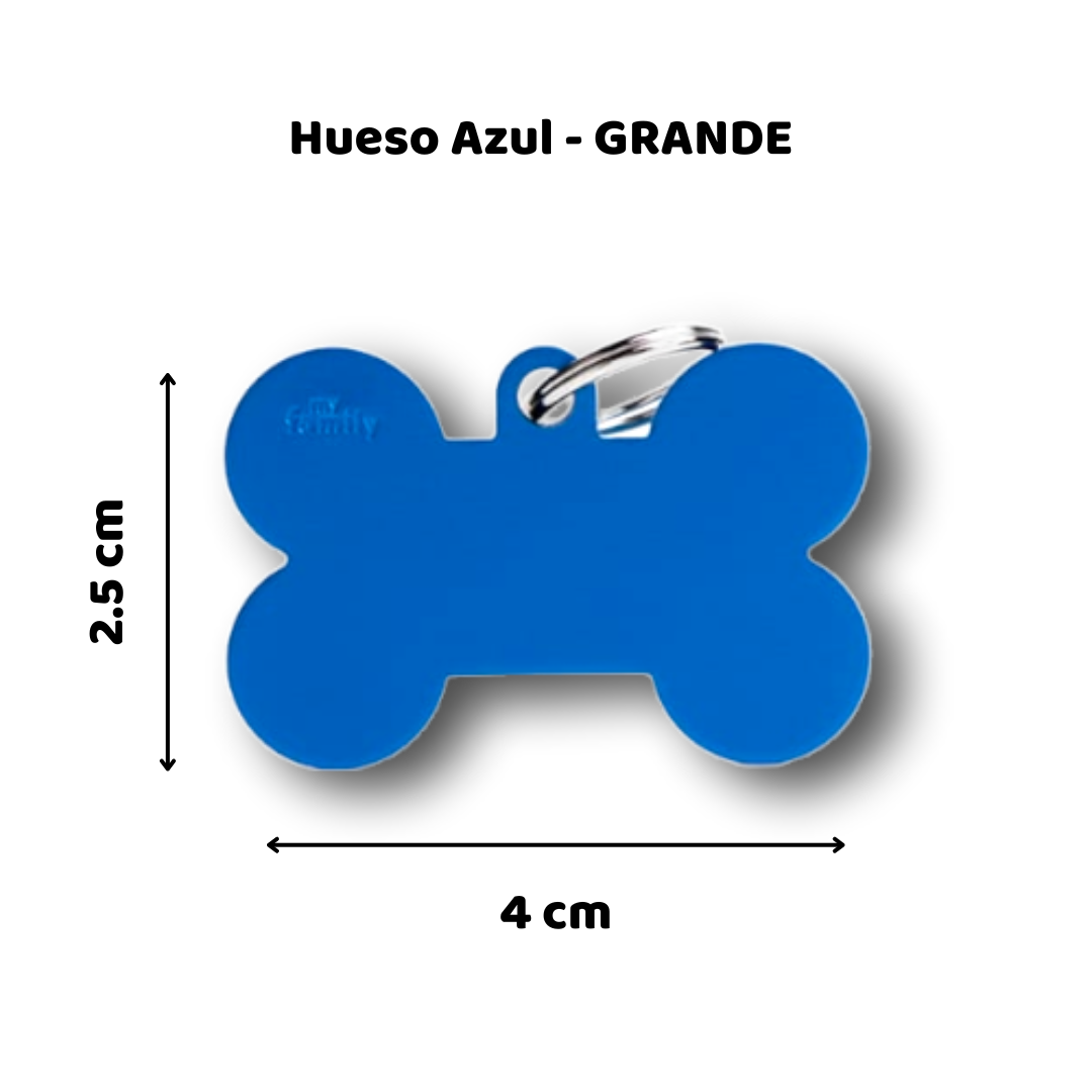 Placa de Identificación grabada en forma de Hueso para Perro ó Gato