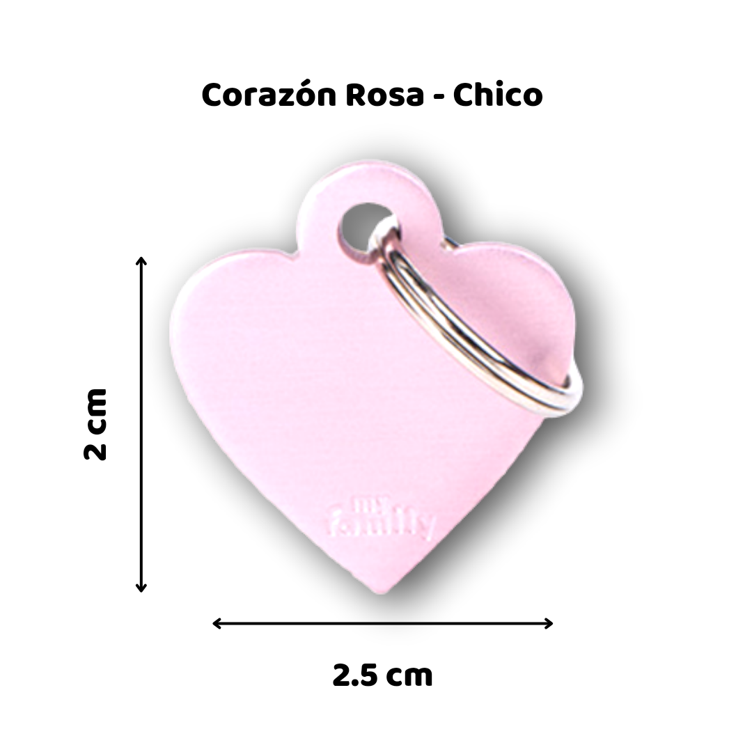 Placa de Identificación grabada de Corazón para Perro ó Gato